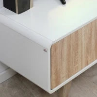 Mobile Porta TV Con Ante e Cassetto, Mobiletto da Salotto per TV fino a 72''in MDF, 160x40x45cm Bianco e Legno