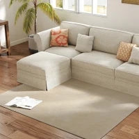 Tappeto Soggiorno 120x160 cm Lavabile in Lavatrice Pelo Lungo Stile Moderno Tappeto per Salotto Camera da Letto Crema