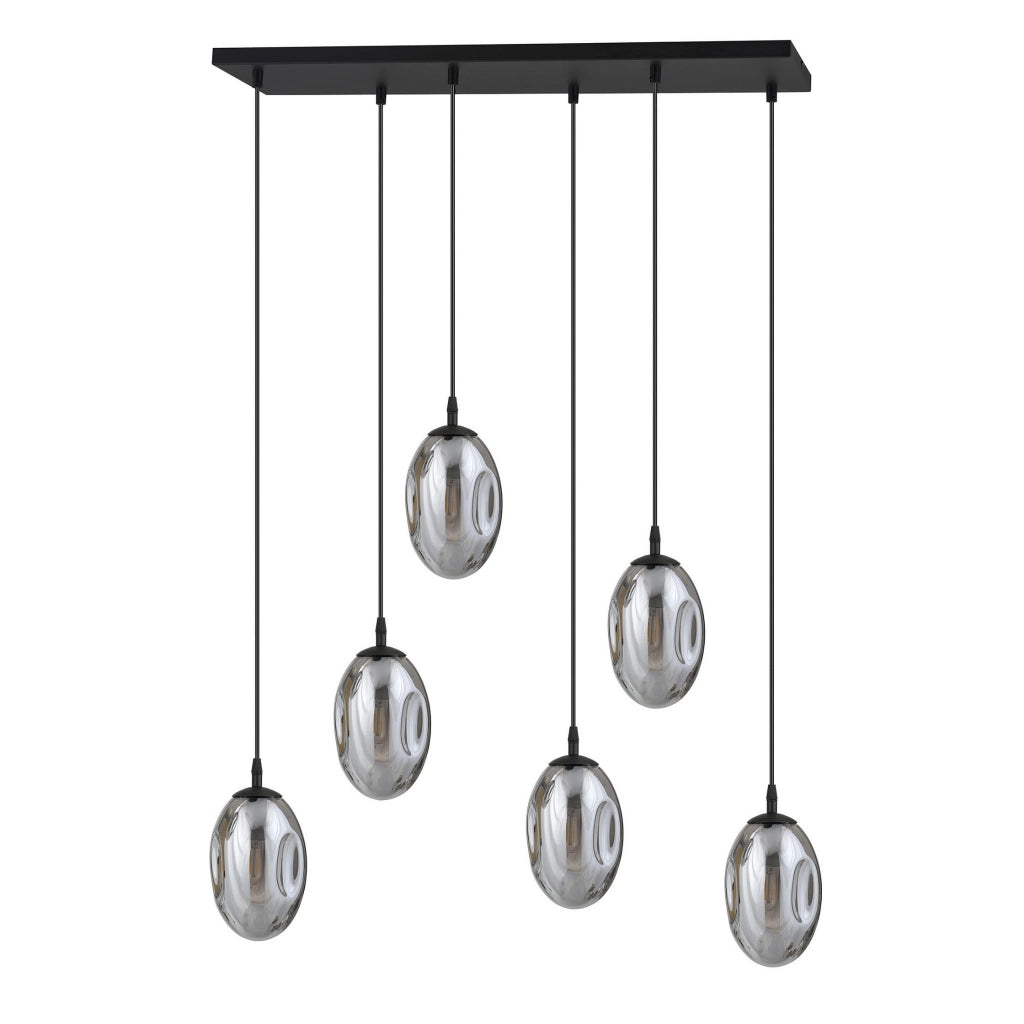 Lampadario Emibig Astral 6 luci E14 vetro grafite cromo