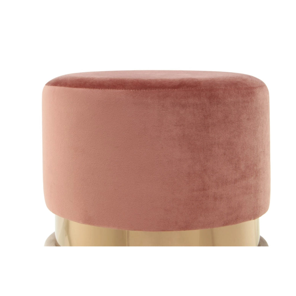 Pouf contenitore Gipsy in velluto rosa antico e taupe