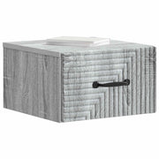 Set di 2 Comodini | Armadio da Notte | Mobiletto da notte a muro Grigio Sonoma 34,5 x 33 x 20 cm