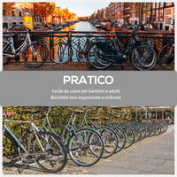 Rastrelliera Porta Biciclette 6 Posti 179x33x27 cm in Acciaio Nero