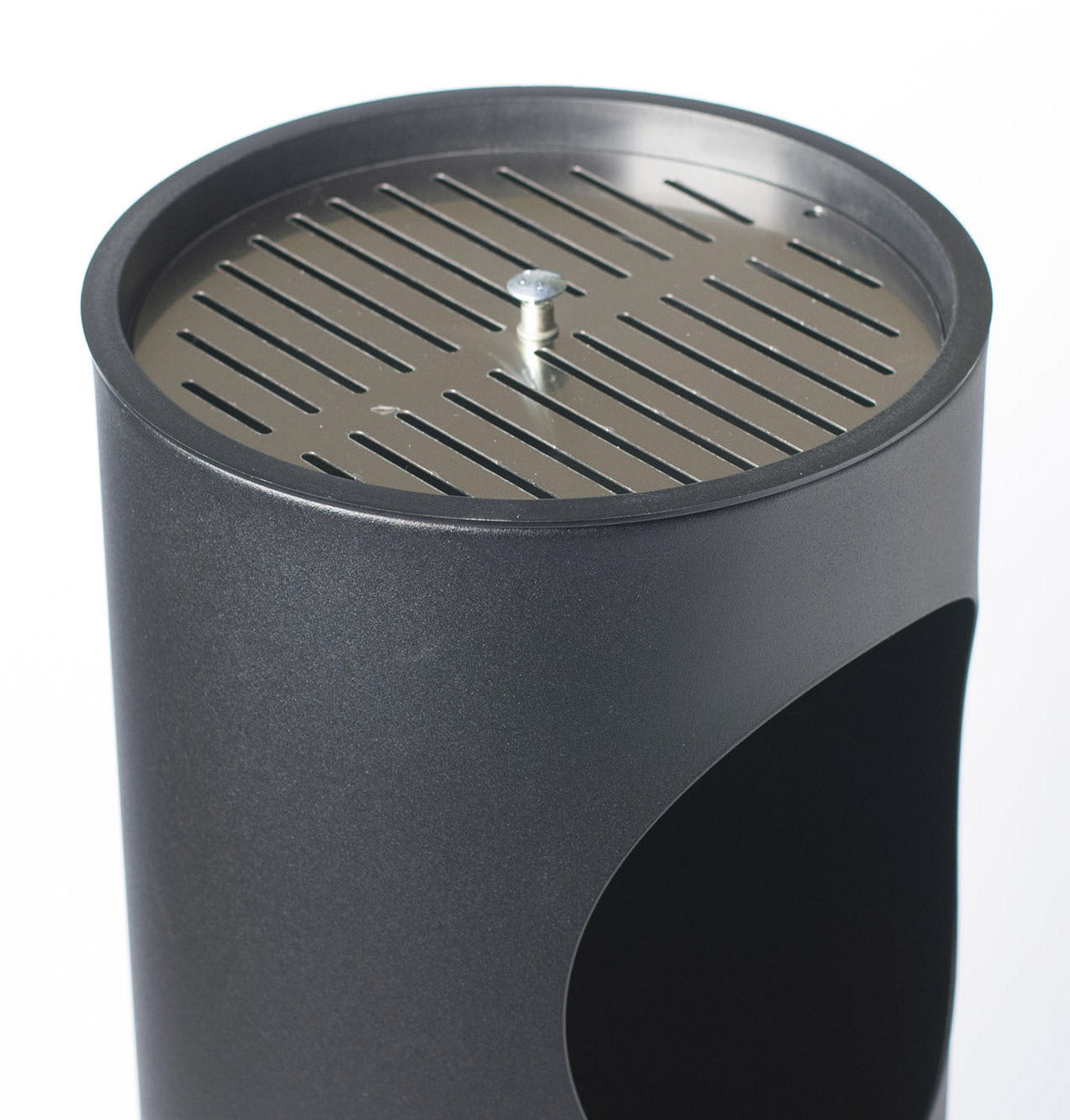 Pattumiera Gettacarte Ø24,3xh66,5 cm con Posacenere In Acciaio Verniciato Nero