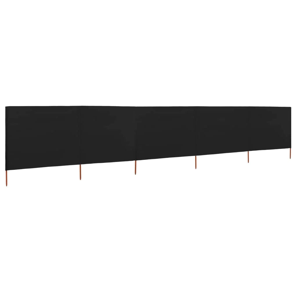 Schermo divisorio in tessuto a 5 pannelli 600 x 160 cm nero 02_0008827