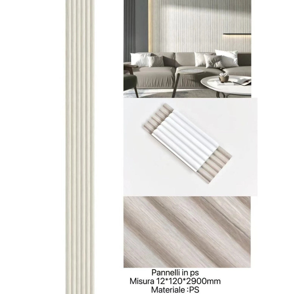 Trade Shop - Pannello Decorativo 3d In Ps Effetto Doghe 12x120x2900mm Rivestimento Parete -