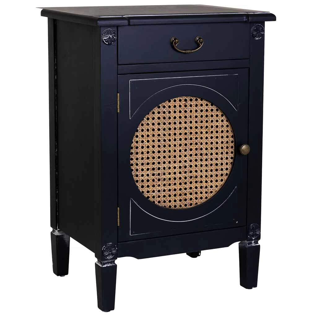Tavolino in legno laccato nero con griglia 46x36x68h cm
