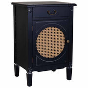 Tavolino in legno laccato nero con griglia 46x36x68h cm