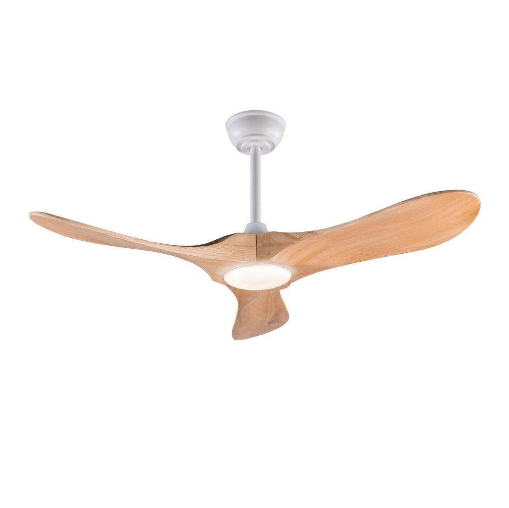 Ventilatore da soffitto 107x107x30 cm in legno e metallo bianco, 6 velocità –
