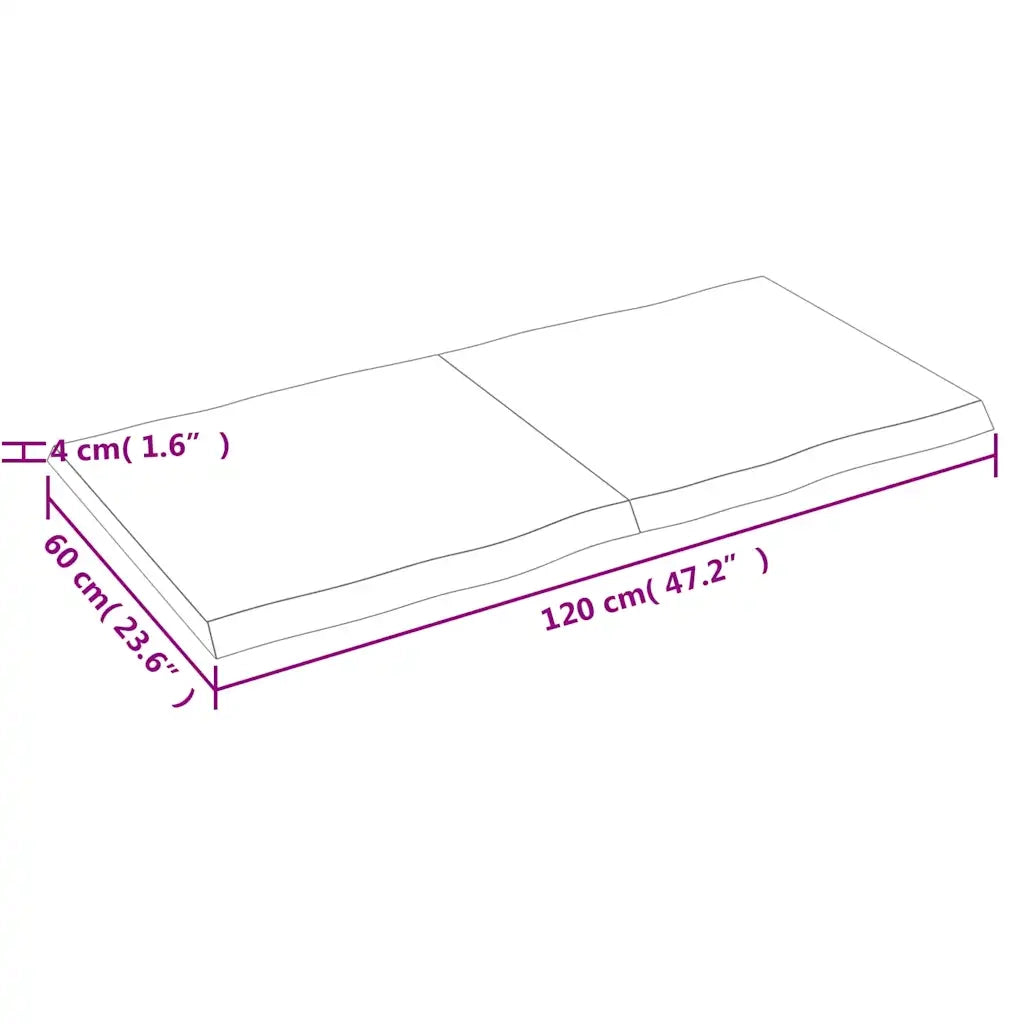 Piano Tavolo | Superficie Tavolo | Piano Scrivania Marrone Scuro 120x60x(2-4)cm Rovere Non Trattato