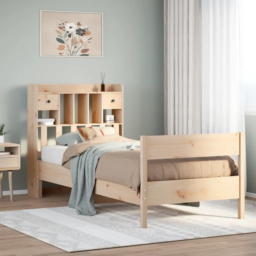 vidaXL Giroletto con Libreria senza Materasso 75x190 cm in Legno Pino