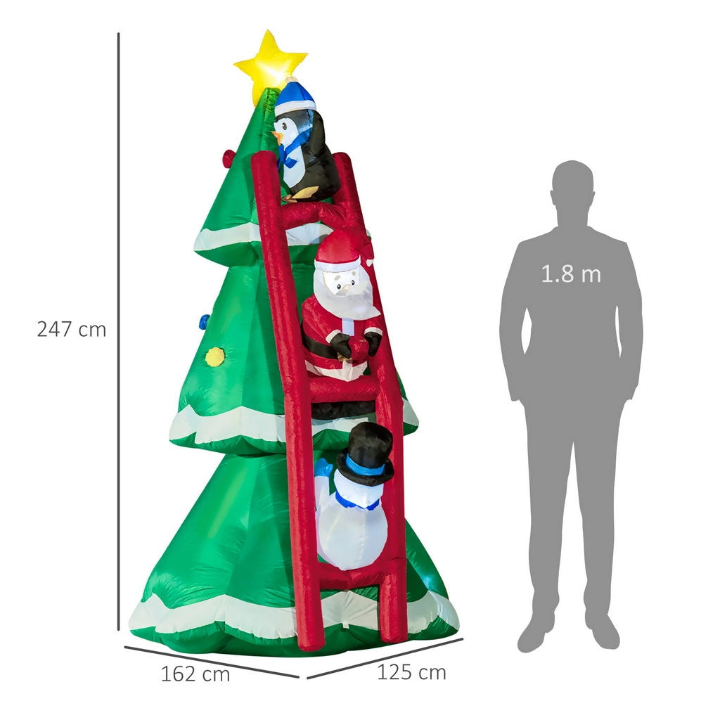 ALBERO DI NATALE GONFIABILE CON BABBO NATALE E LUCI LED 162X125X247CM