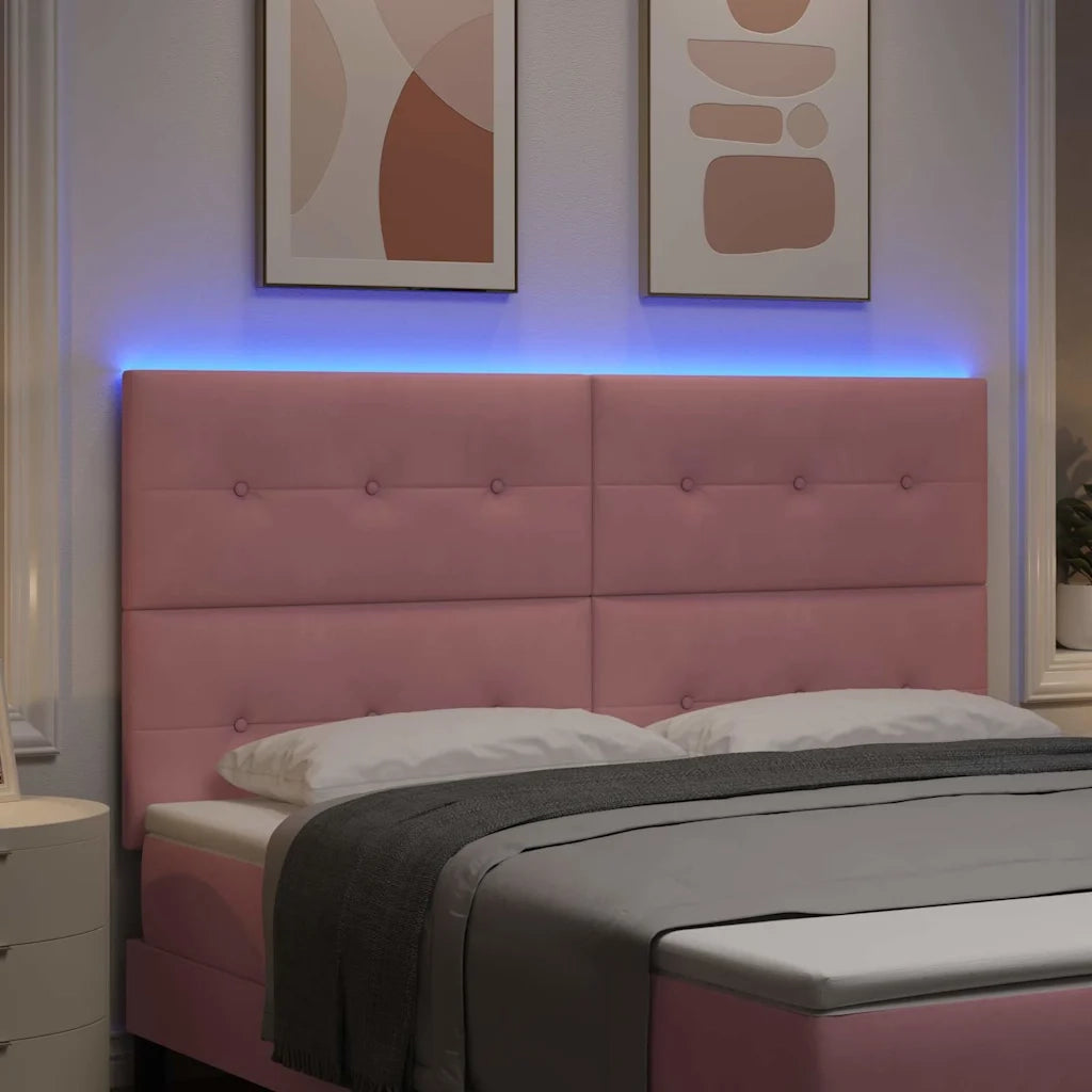 Testiera | Testata LED con strisce LED Rosa 180 cm Velluto