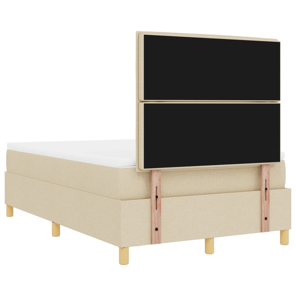 Letto Box Spring con Materasso e LED Crema 120x200 cm Tessuto