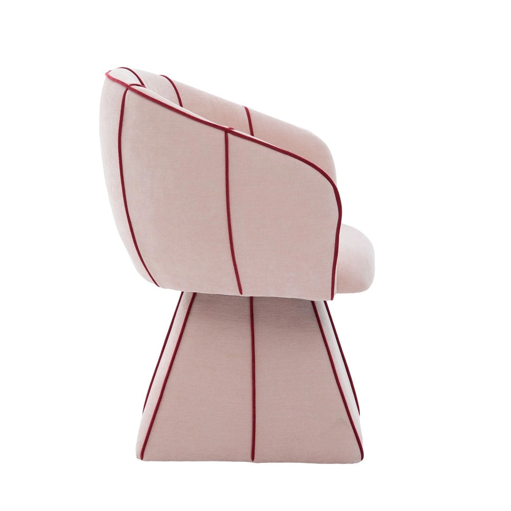 Poltrona Girevole in Tessuto Chenille ¨C MINIMAL ¨C Rosa, Schienale Alto, Relax