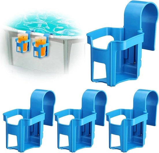 Accessori per piscina - 4 pezzi contenitori in plastica per bicchieri piscina - Accessori multifunzionali blu per piscina