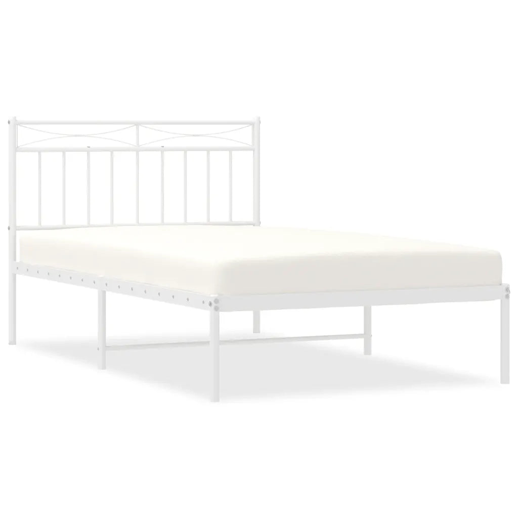 Giroletto con Testiera Metallo Bianco 100x200 cm 373735