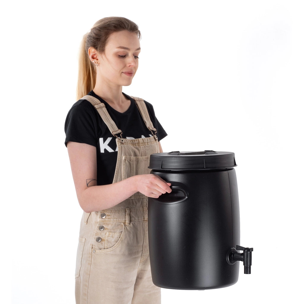 Compostiera da giardino KADAX da 25 litri, contenitore per fertilizzanti domestici utilizzabile tutto l'anno con rubinetto, robusta.