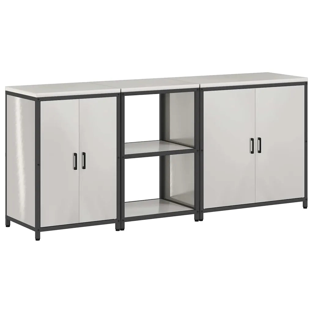 vidaXL Set di Stoccaggio per Cucina 3 pcs Argento 210 x 50 x 92 cm