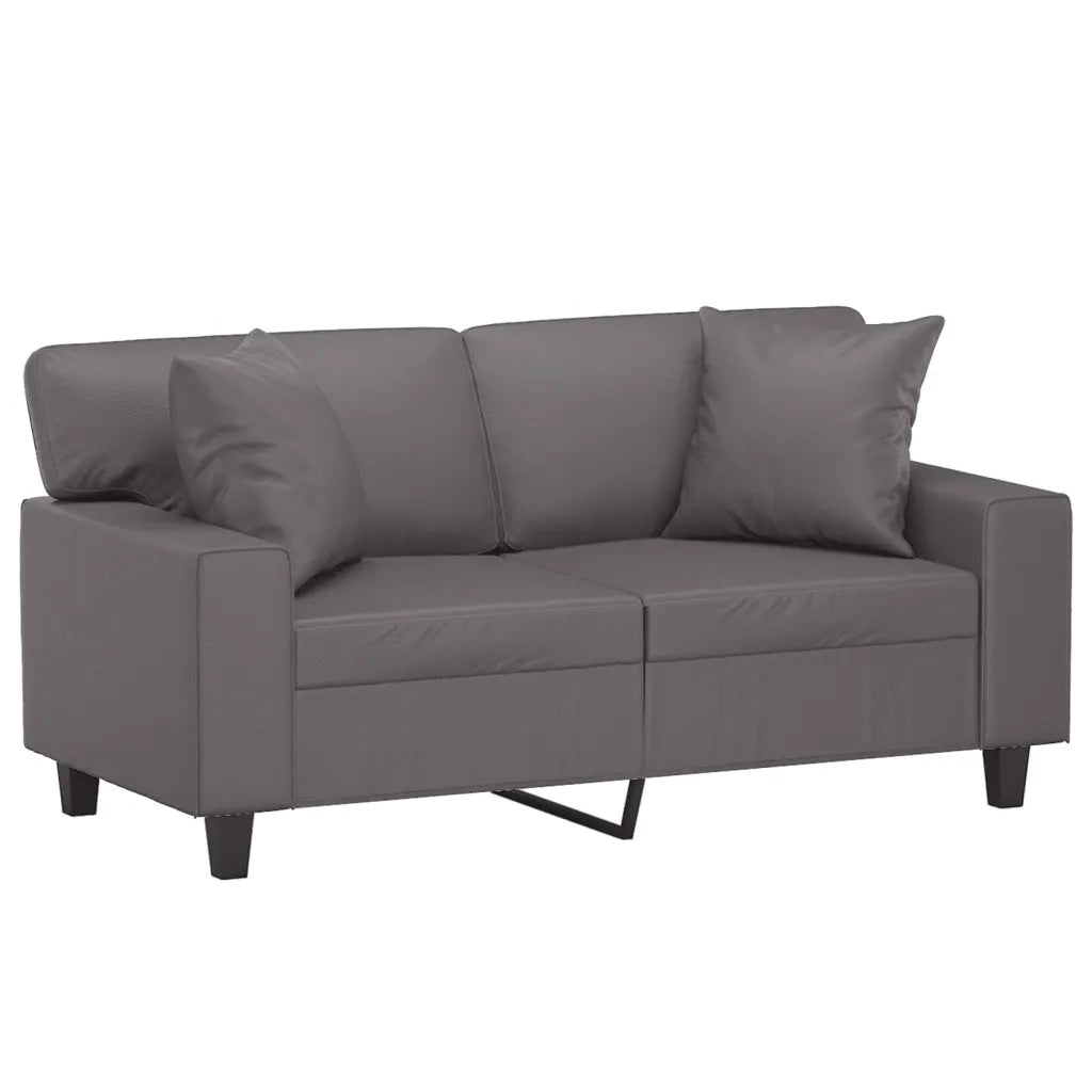 Divano a 2 Posti con Cuscini Grigio 120 cm in Similpelle 3200863
