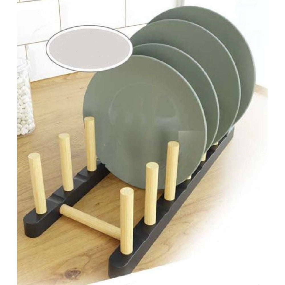 Trade Shop - Portapiatti In Legno 11x28x9cm Organizzatore Supporto Porta Piatto Cucina 838293 -