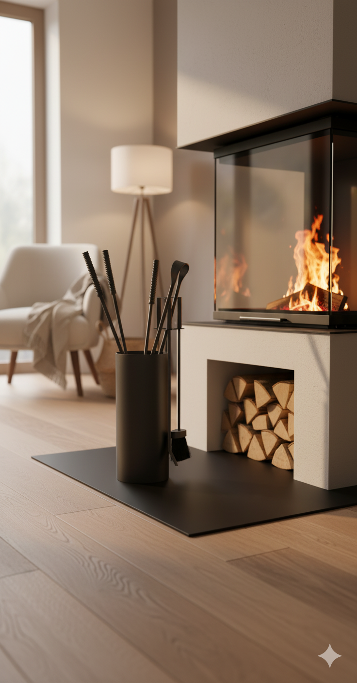 Set Camino 4 Pezzi con Barilotto Ø15x60 cm in Ferro Belfer 3002 Antracite