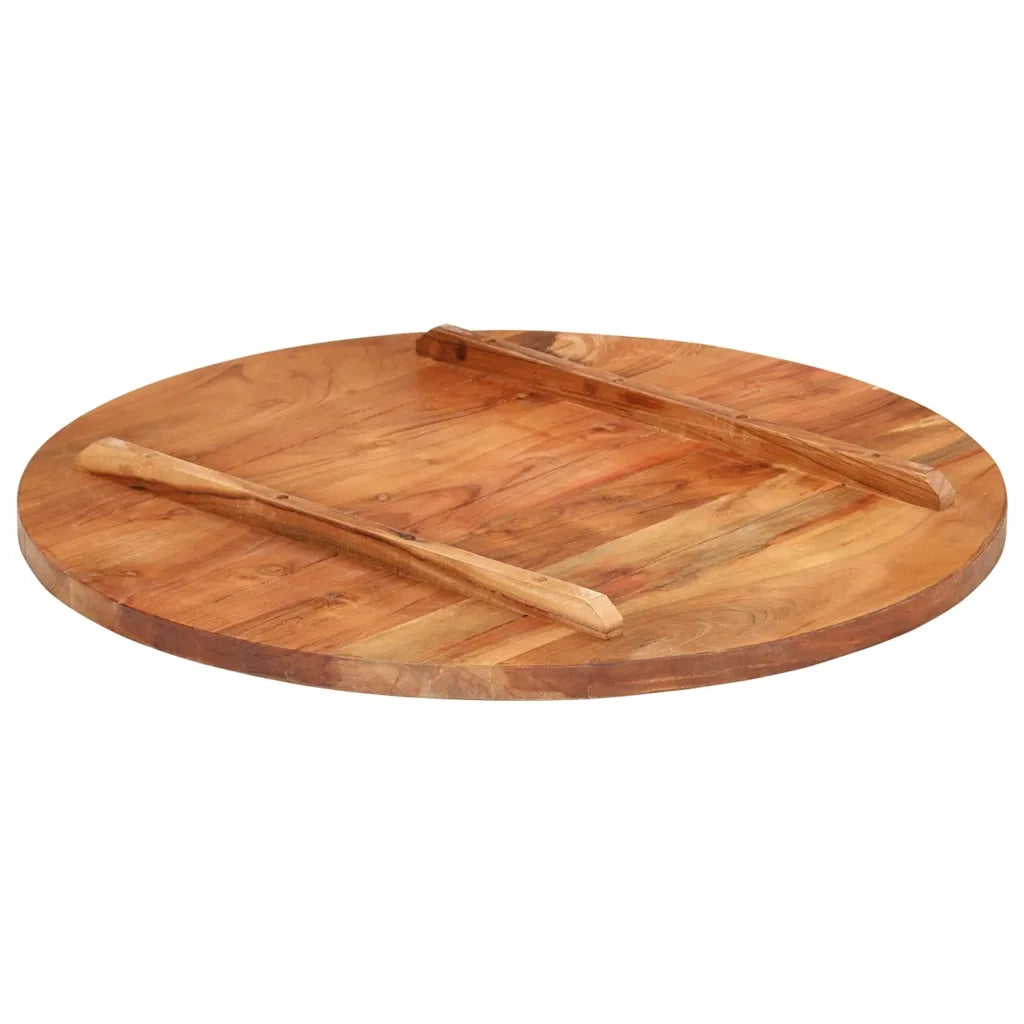 vidaXL Piano Tavolo in Legno Massello di Acacia Rotondo 25-27 mm 70 cm