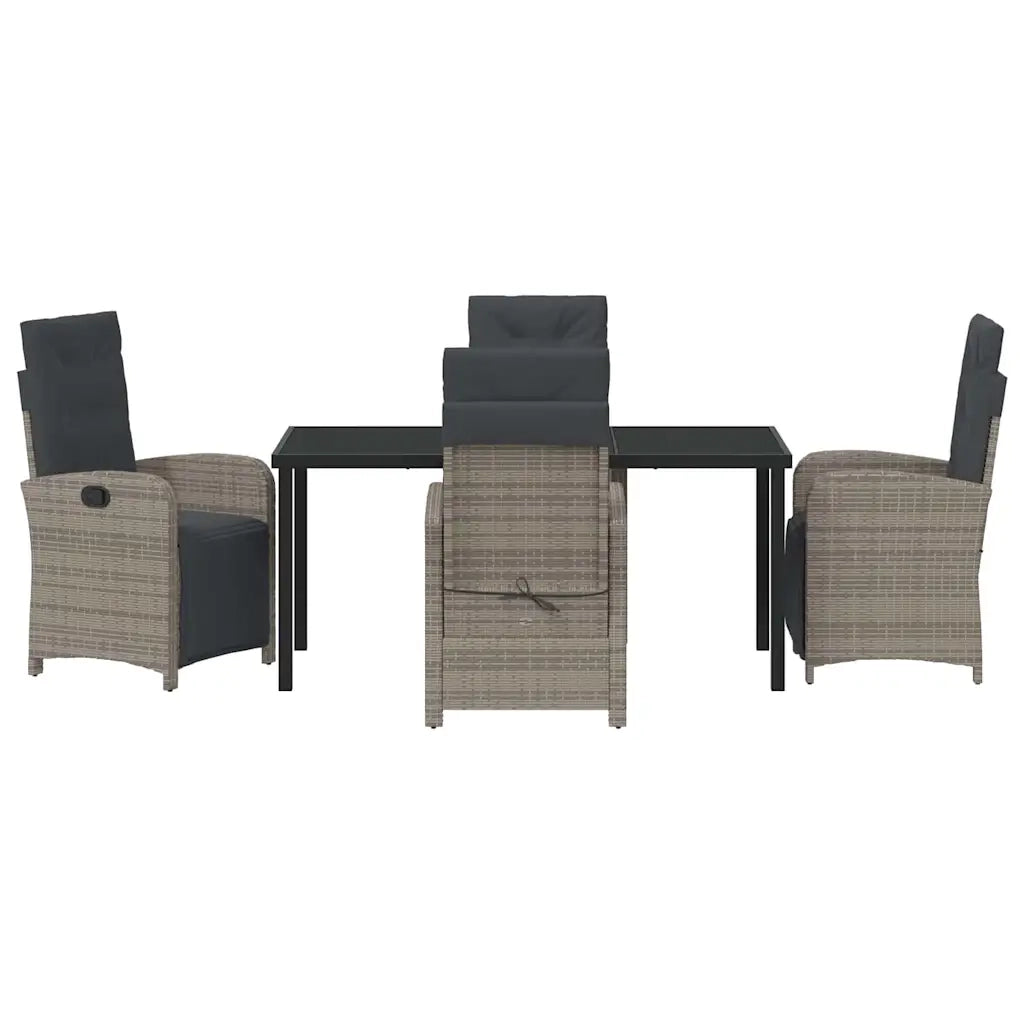 Set da Pranzo per Giardino con cuscino 5 pcs Grigio polyrattan 3380326
