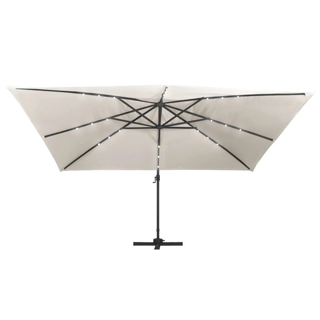 Ombrellone a braccio con luci LED alluminio 400 x 300 cm colore sabbia 02_0008451