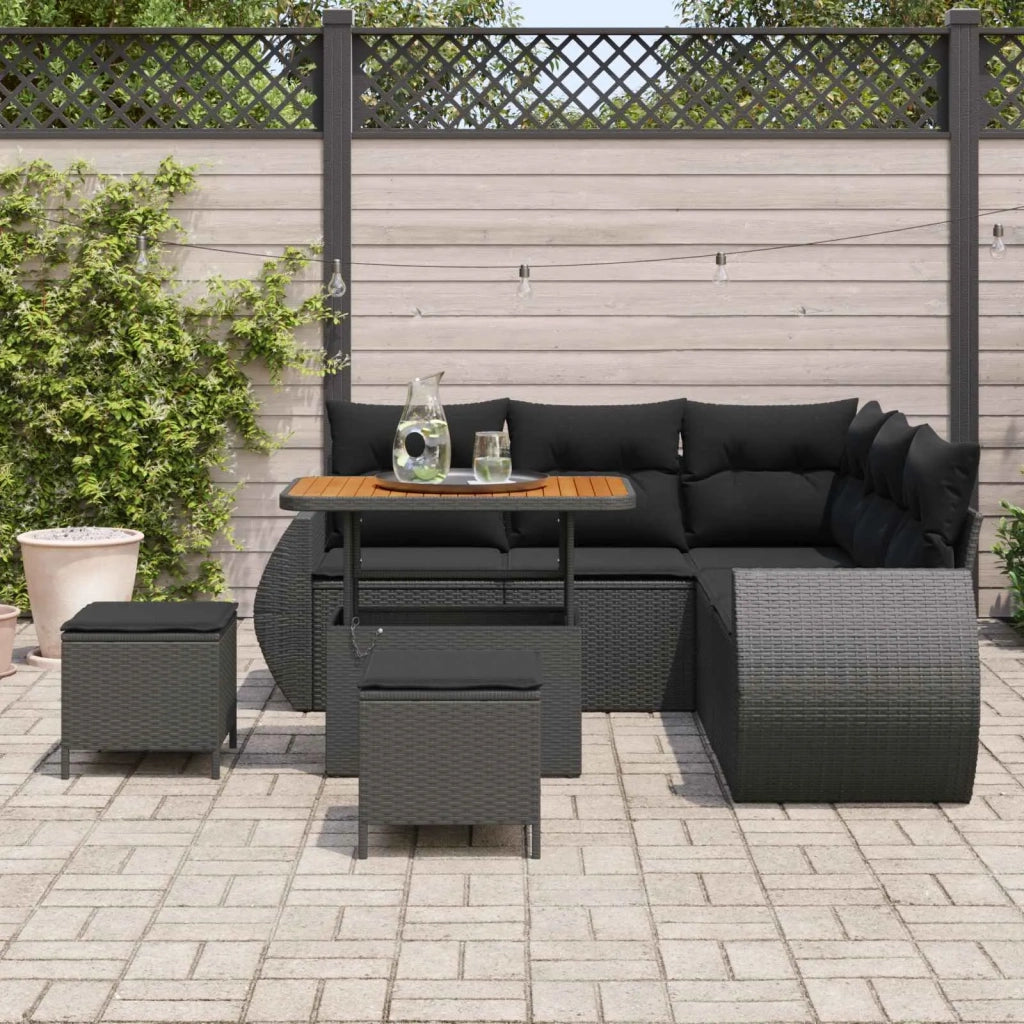 Set Divano da Giardino 8 pcs Nero polyrattan 3361874