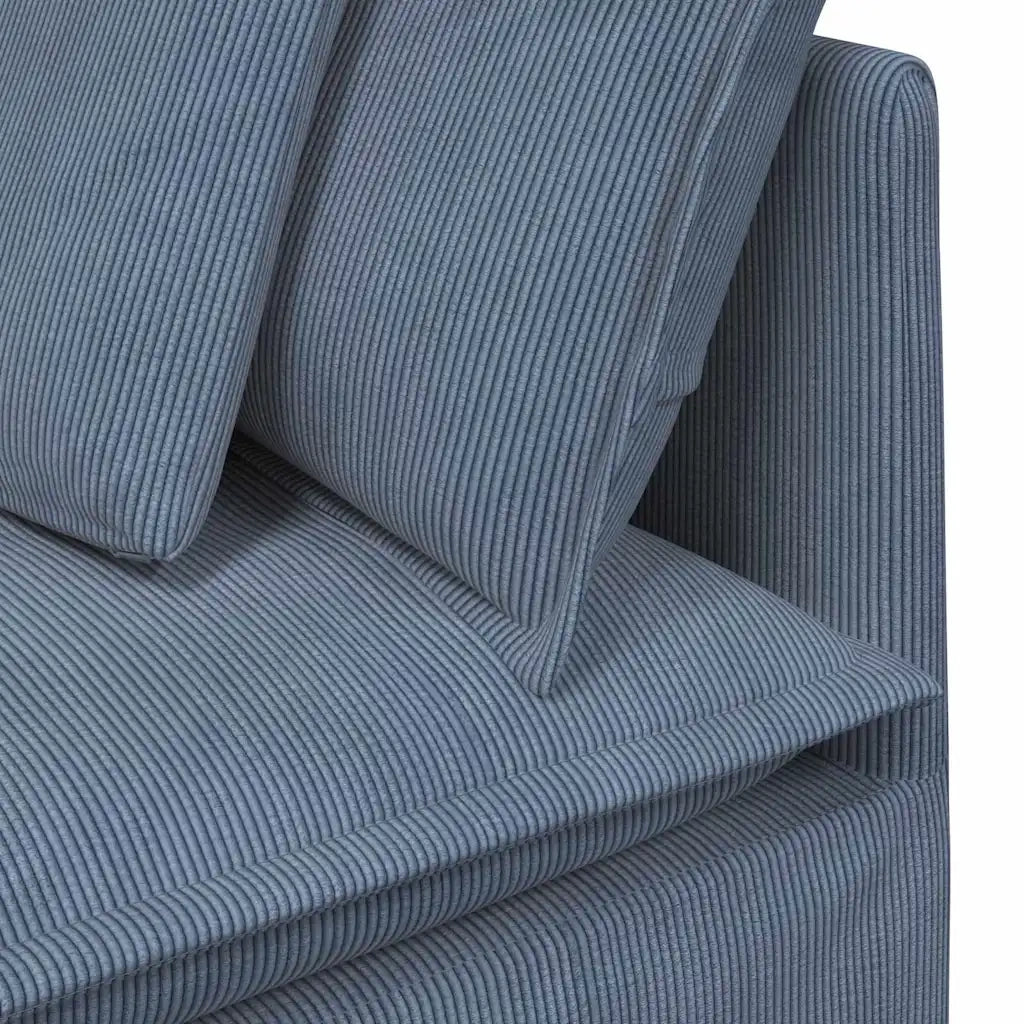 Divano Modulare con Cuscini in Tessuto a Coste Blu 3321170