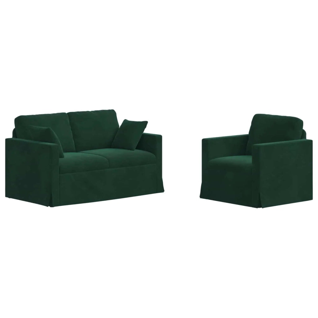 Set di divani 2 pcs Verde Scuro 138 x 78 x 80 cm Velluto 3407509