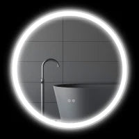 kleankin Specchio Rotondo Luminoso LED da Bagno Ø 80 cm Murale con Illuminazione, 3 Colori, Interruttore Tattile, 46W, Bianco e Argento