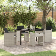 Set di Mobili da Giardino con Cuscini Grigio Chiaro Polirattan