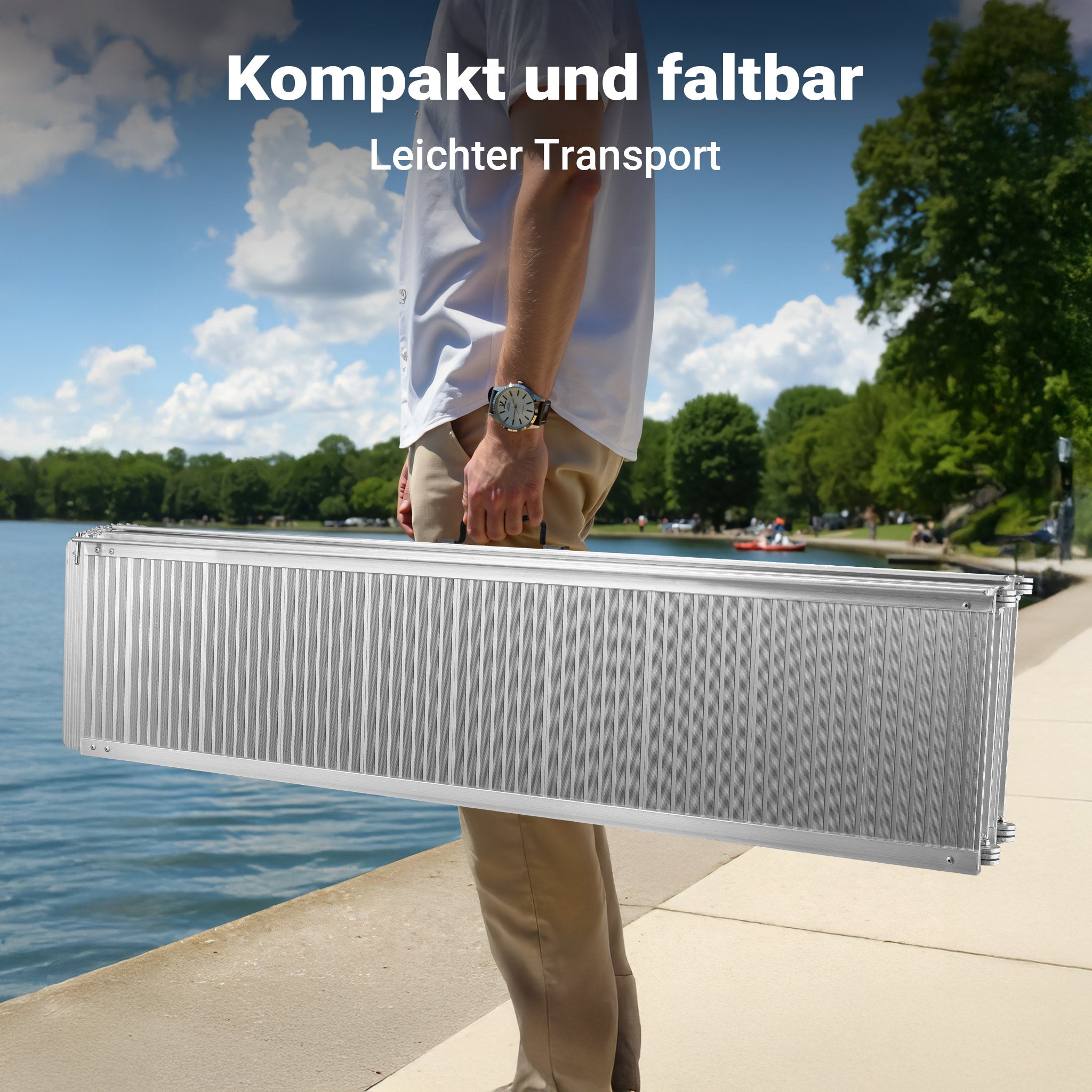 Rampa a valigia per sedia a rotelle, pieghevole mobile antiscivolo, in alluminio 303cm 270kg