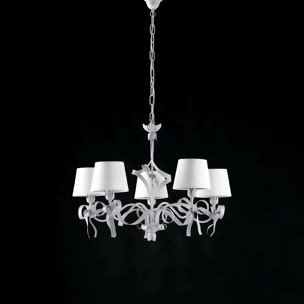 Lampadario Shabby Chic Lucy Bianco 5 Luci BeLight