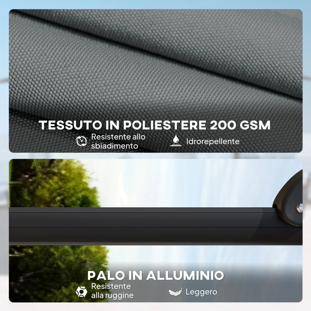 Ombrellone da Giardino a Manovella ¨C zephmum ¨C Grigio Scuro 240x240cm con Base