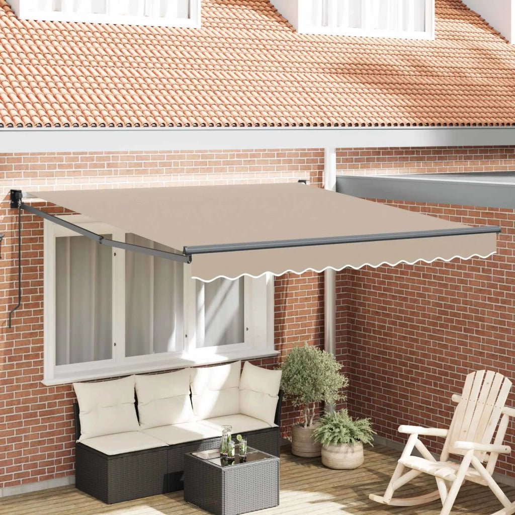 Tenda retrattile-Tenda parasole per balcone Beige 350 x 250 cm Poliestere e Alluminio 840050