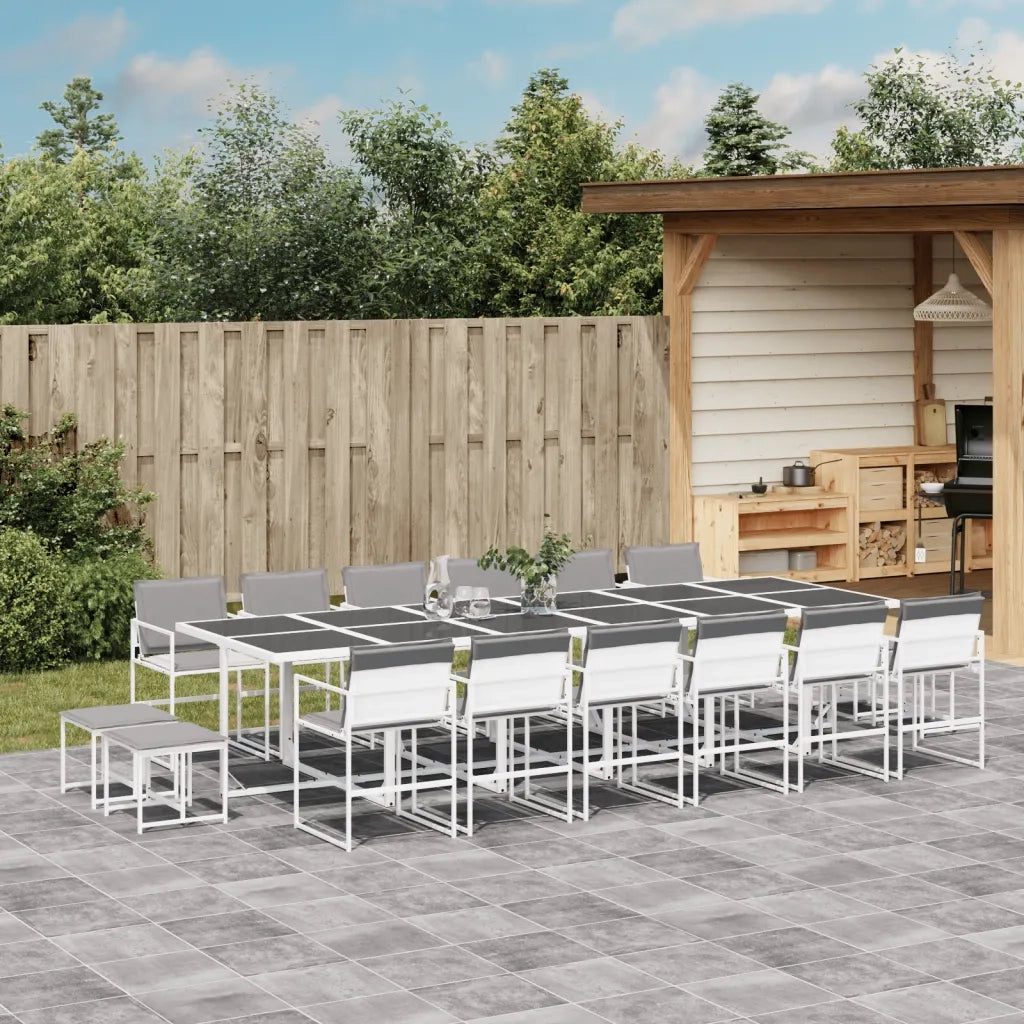 vidaXL Set da Pranzo da Giardino 17 pz con Cuscini Bianco in Textilene