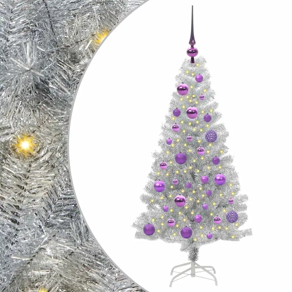 Albero di Natale con 150 LED con supporto Argento 120 cm PET 3396658