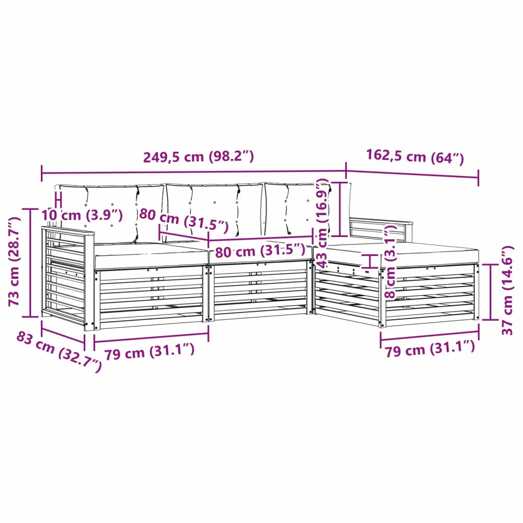 Set di divani da esterno 4 pcs Grigio Naturale e Chiaro 3373271