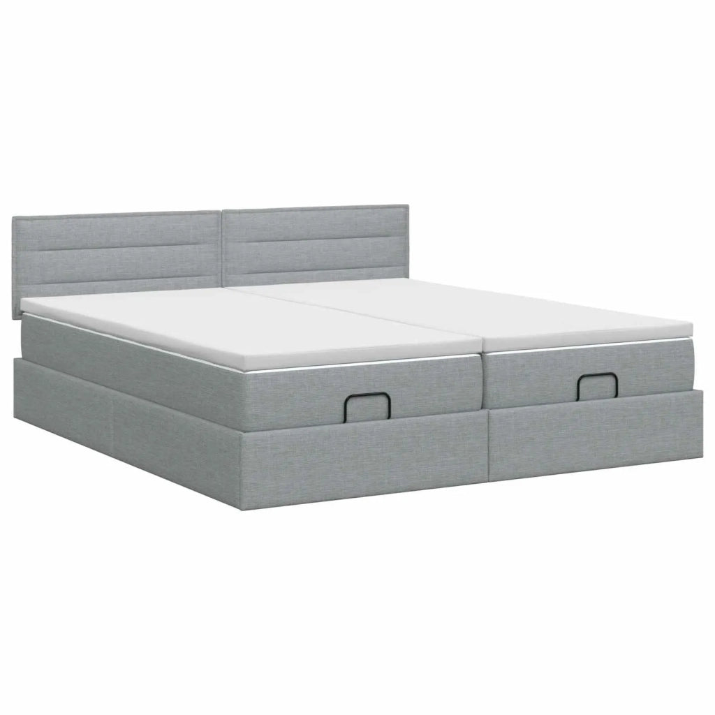 Letto ottomano con materasso 2 pz Grigio Chiaro Tessuto 3456677