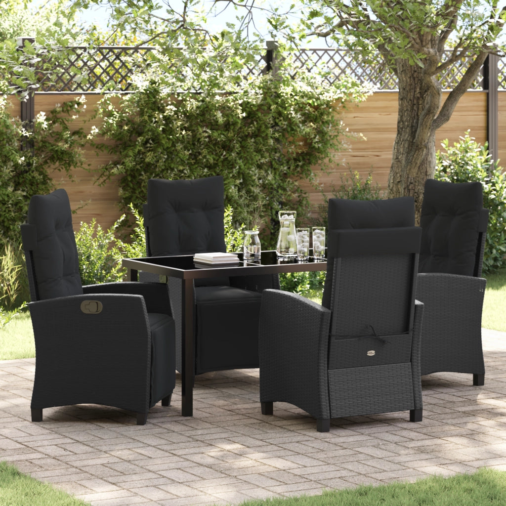 Set di Mobili da Giardino 5 Pezzi in Rattan Poli Nero