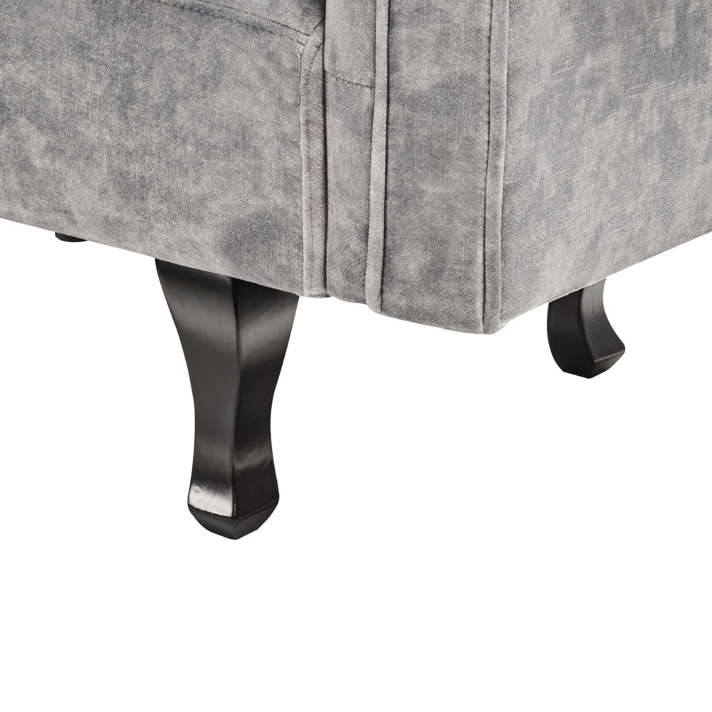 Chaise Lounge in velluto grigio imbottito a lato sinistra con cuscino in stile retrò tradizionale Facile da pulire pet friendly