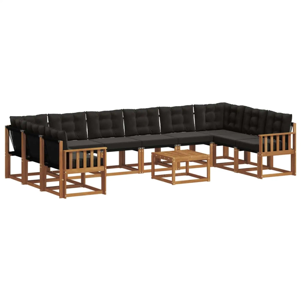 Set di divani da esterno con cuscino 11 pcs Naturale e Nero 3369119