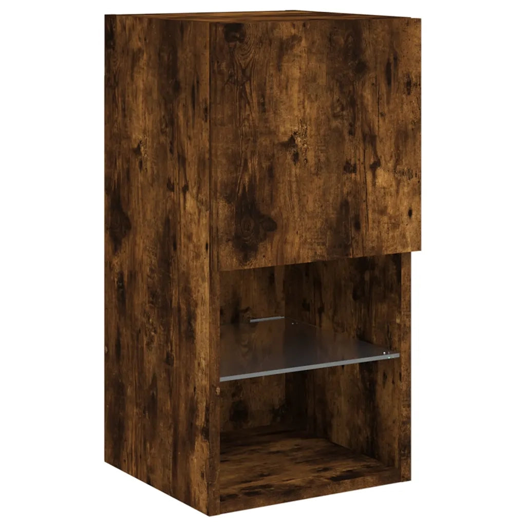 Mobili Porta TV con Luci LED 2 pz Rovere Fumo 30,5x30x60 cm 836996