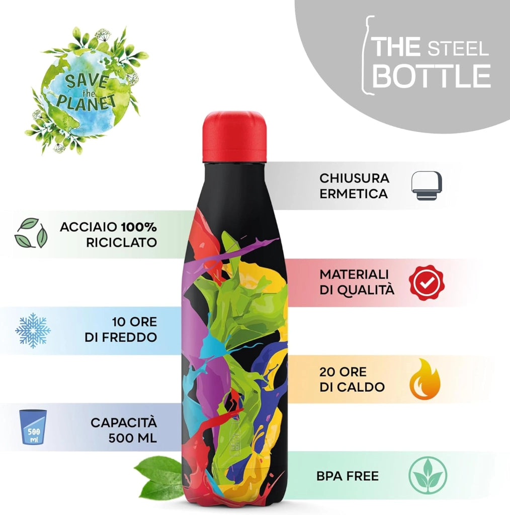 The Steel Bottle Bottiglia termica in Acciaio Inox Capacità 500 ml Chiusura Ermetica - Paint