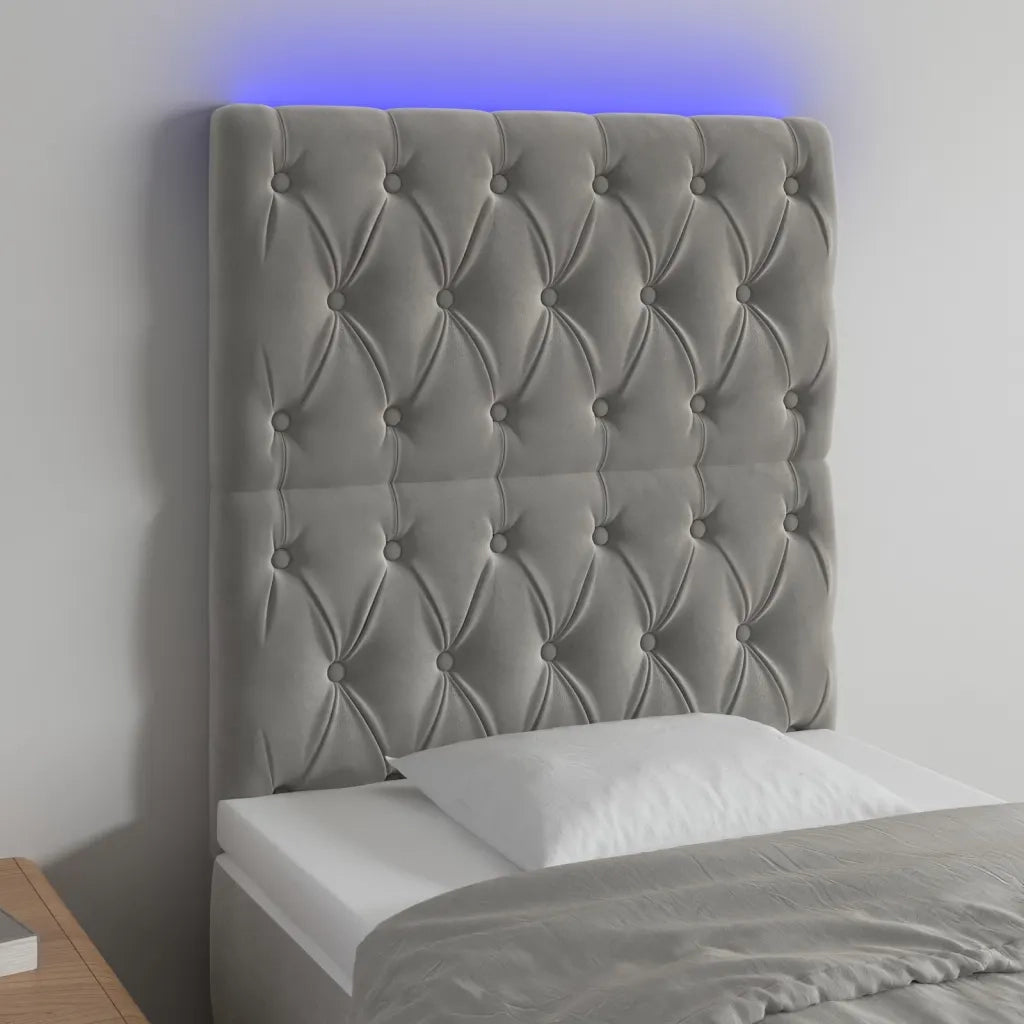 Testiera | Testata a LED Grigio Chiaro 80x7x118/128 cm in Velluto