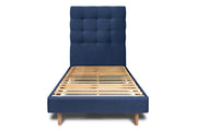 Letto 90x190 cm con testata imbottita - Tessuto velluto