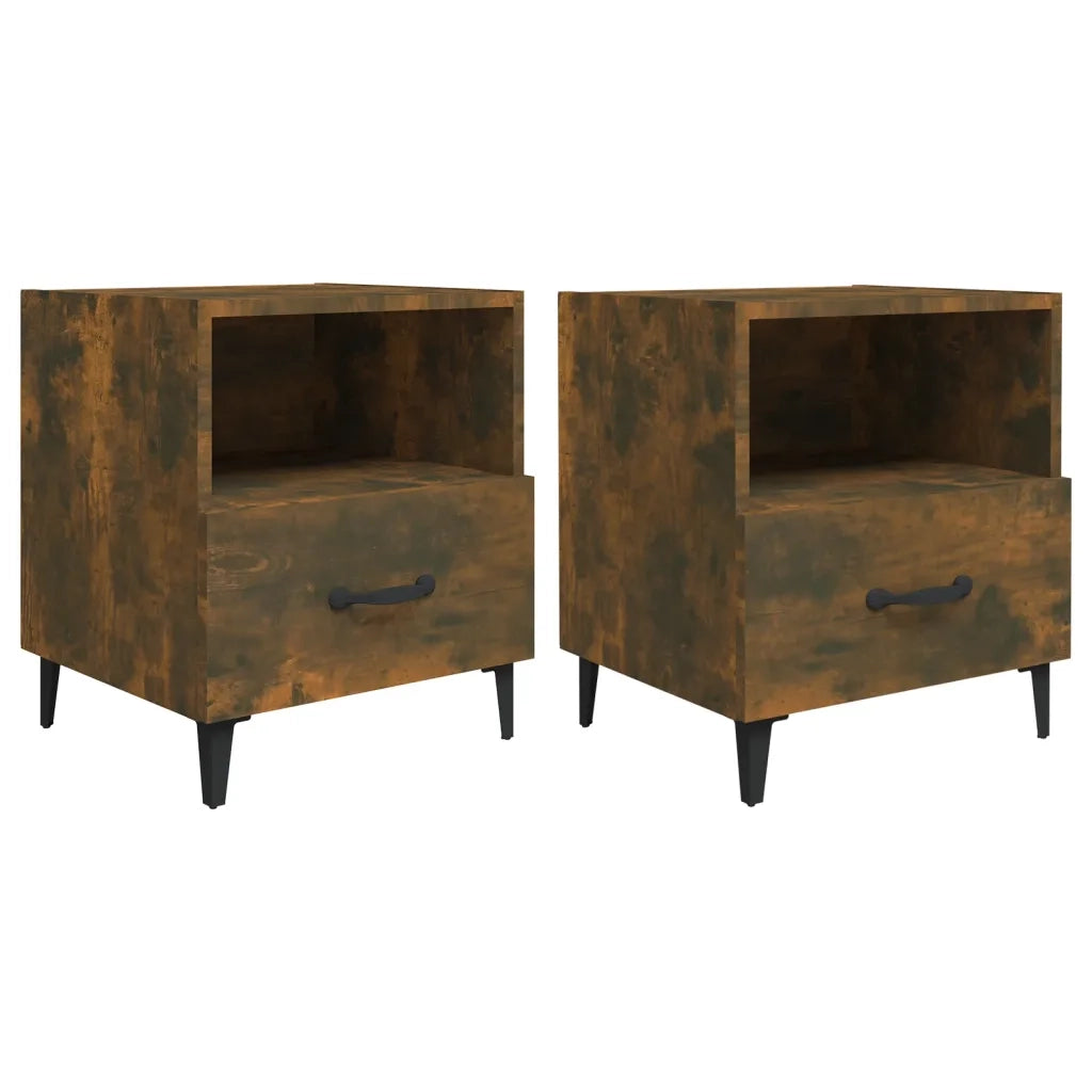Comodini 2 pz Rovere Fumo in Legno Multistrato 817304