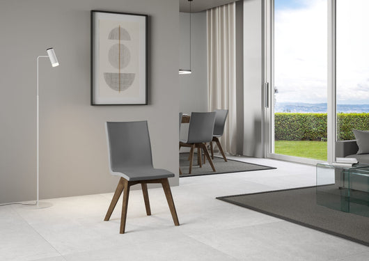 Sedia 52x52x87 cm Trudy gambe noce in Similpelle Grigio